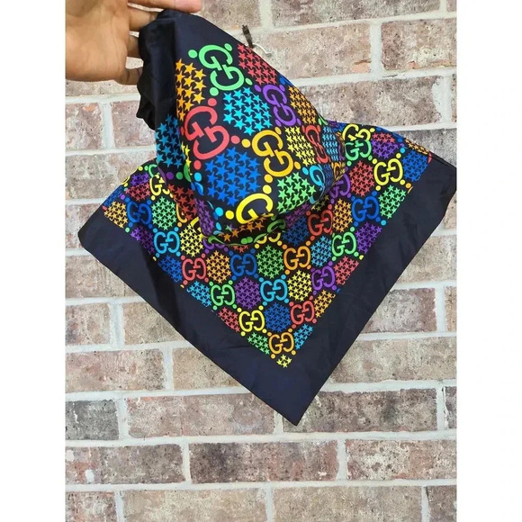 Gucci Silk Nylon Monogram Psychedelic Rain Hood Black - Picture 6 of 6